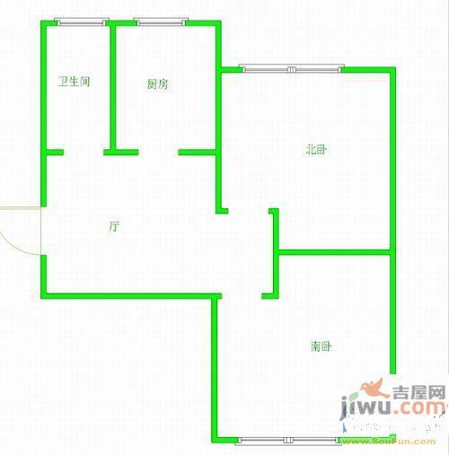 凯翔二区2室2厅1卫60㎡户型图