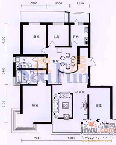 碧海新居2室2厅2卫123.9㎡户型图