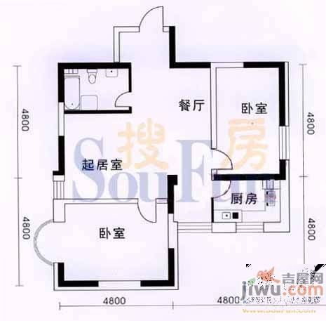 碧海新居2室2厅2卫123.9㎡户型图