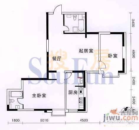 碧海新居2室2厅2卫123.9㎡户型图