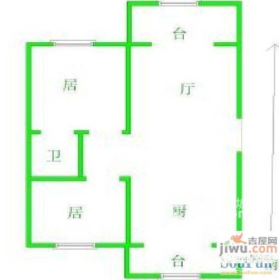 安居花园2室2厅1卫98㎡户型图