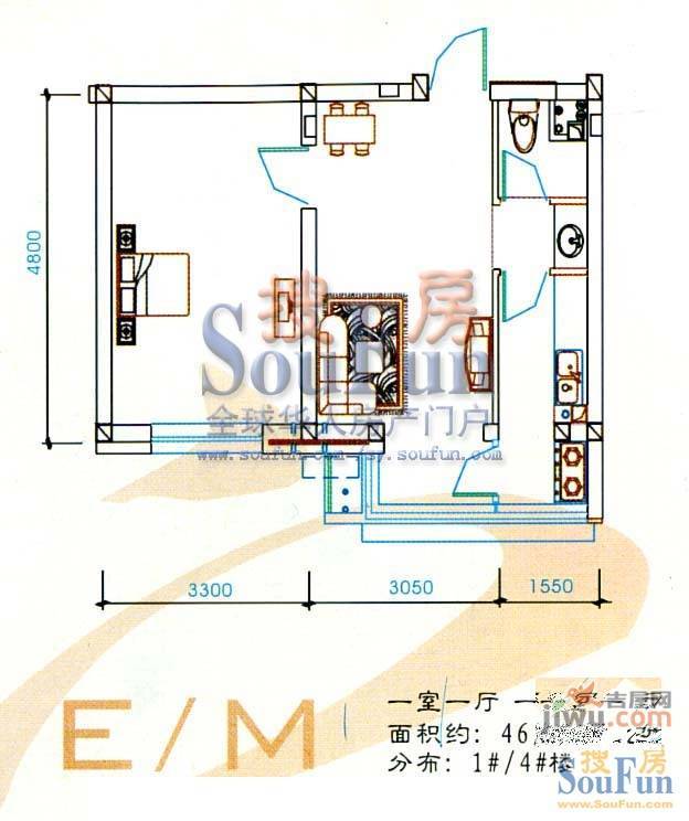 日丰佳苑3室2厅1卫104㎡户型图