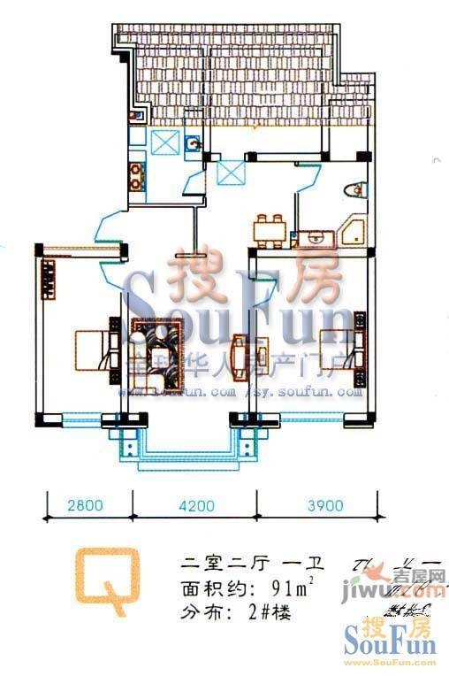 日丰佳苑3室2厅1卫104㎡户型图