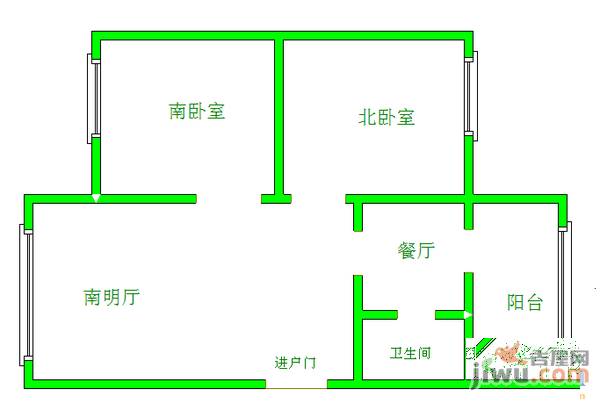 取意小区2室2厅1卫131㎡户型图