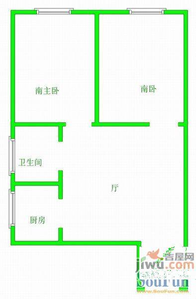 富强社区2室1厅1卫375㎡户型图