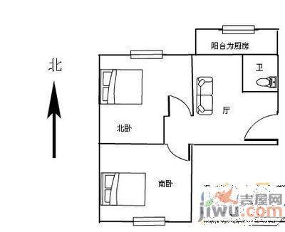 八家子1室1厅1卫43㎡户型图