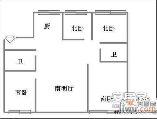 城建草仓公寓3室2厅1卫136㎡户型图