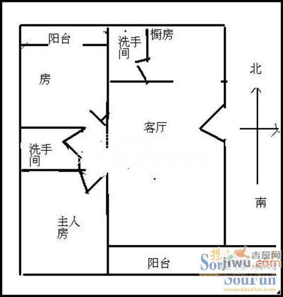 恒信花园1室1厅1卫户型图