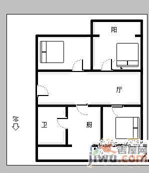 榆园小区3室1厅1卫92㎡户型图