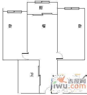 华诚阳光1室1厅1卫54㎡户型图