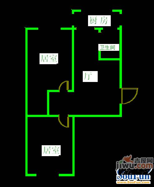 顺通社区2室1厅1卫94㎡户型图