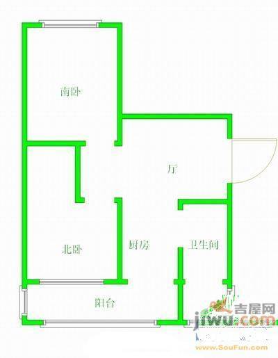 顺通社区2室1厅1卫94㎡户型图