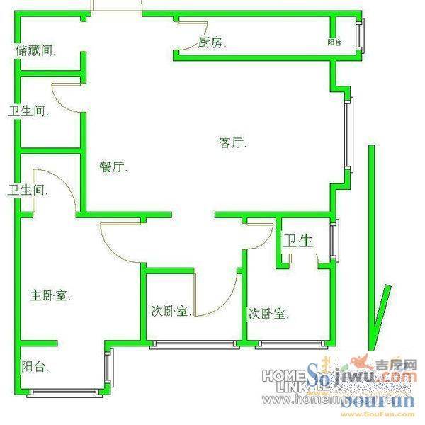 成平小区1室1厅1卫户型图