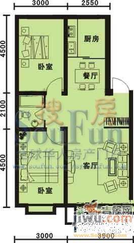 青阳四季园2室2厅1卫82.1㎡户型图