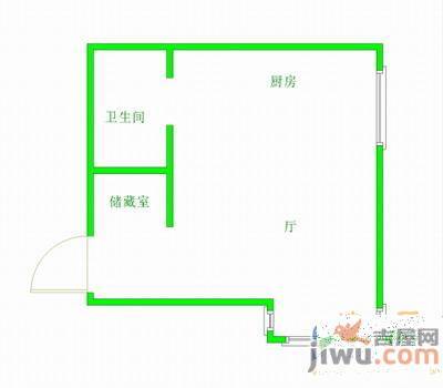 格林自由成A座1室1厅1卫57㎡户型图