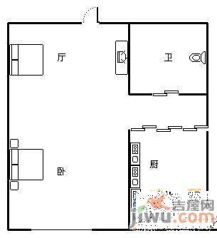 格林自由成A座1室1厅1卫57㎡户型图