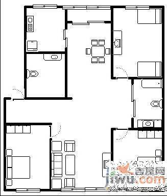 民贵家园3室2厅1卫143㎡户型图