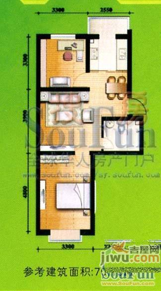 四季嘉园3室2厅1卫115㎡户型图