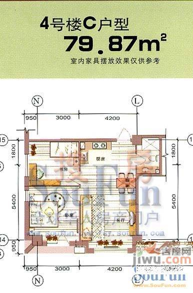 府兴苑3室1厅1卫106.7㎡户型图