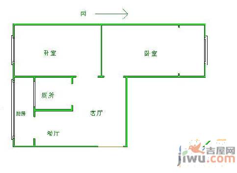 教工社区2室1厅1卫68㎡户型图