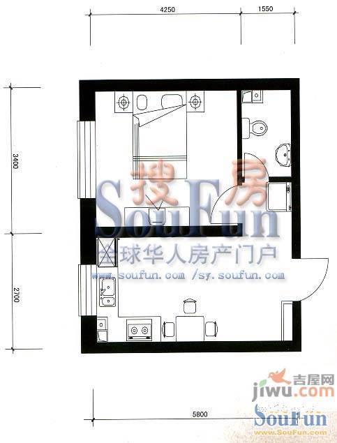 东川文欣澜庭2室2厅1卫67.3㎡户型图