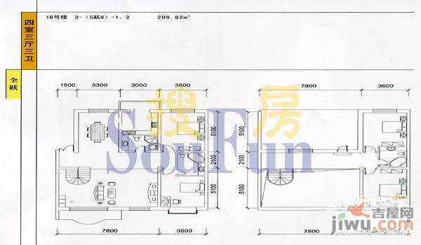 三隆世纪新城2室2厅1卫户型图