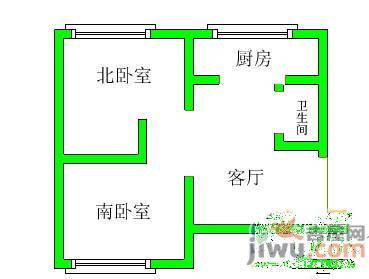 陵西二小区2室1厅1卫60㎡户型图