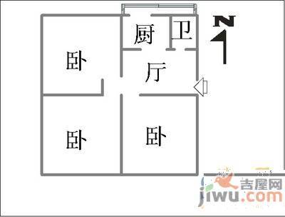 陵西二小区2室1厅1卫60㎡户型图