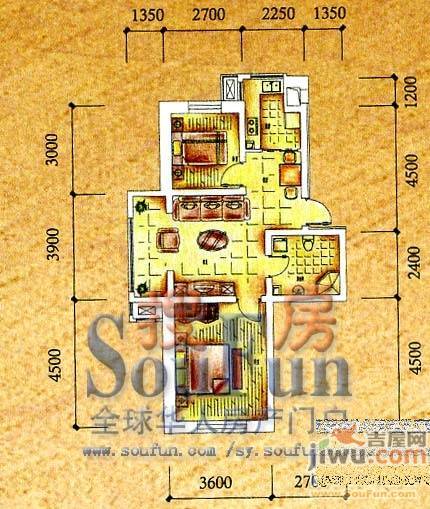 恒安天一名筑2室2厅1卫87.8㎡户型图