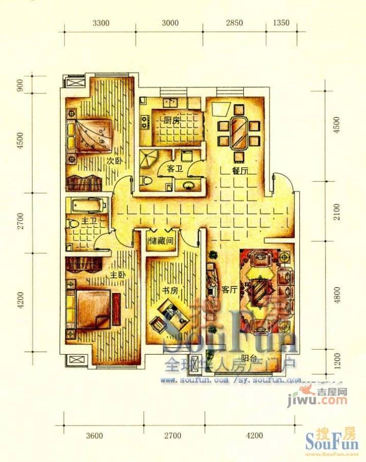 恒安天一名筑2室2厅1卫87.8㎡户型图