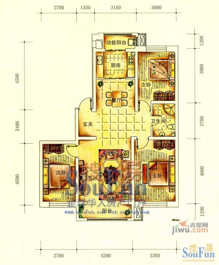 恒安天一名筑2室2厅1卫87.8㎡户型图