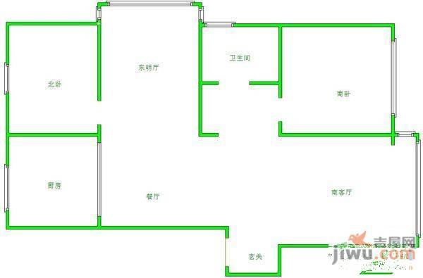 国奥现代城二期3室2厅1卫143㎡户型图