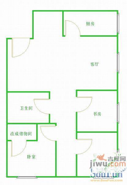 国奥现代城二期3室2厅1卫143㎡户型图