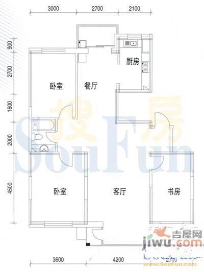 筑景新光2室2厅1卫76.8㎡户型图