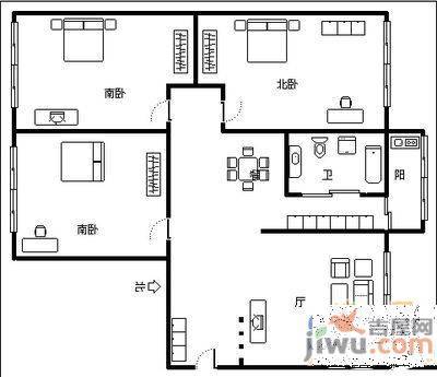 天后宫社区3室2厅1卫142㎡户型图