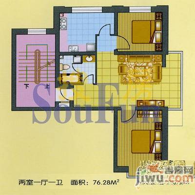 御龙逸城三期2室2厅1卫66㎡户型图