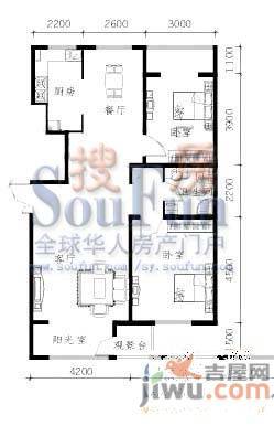 明华西江俪园3室2厅2卫128.2㎡户型图