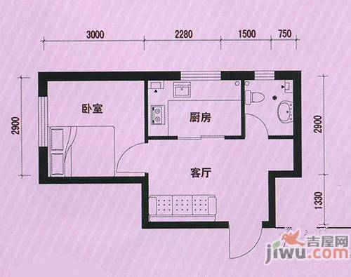 浪漫满屋2室2厅1卫95㎡户型图