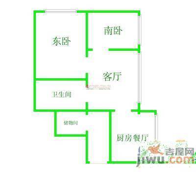 盛世华城2室2厅1卫88㎡户型图