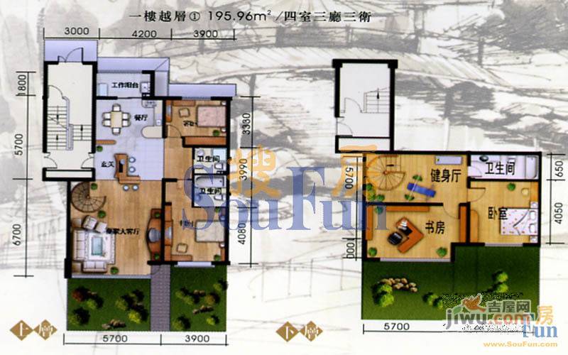 8栋洋房4室3厅3卫213.9㎡户型图