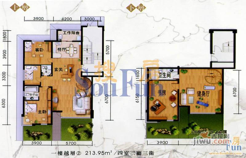 8栋洋房4室3厅3卫213.9㎡户型图