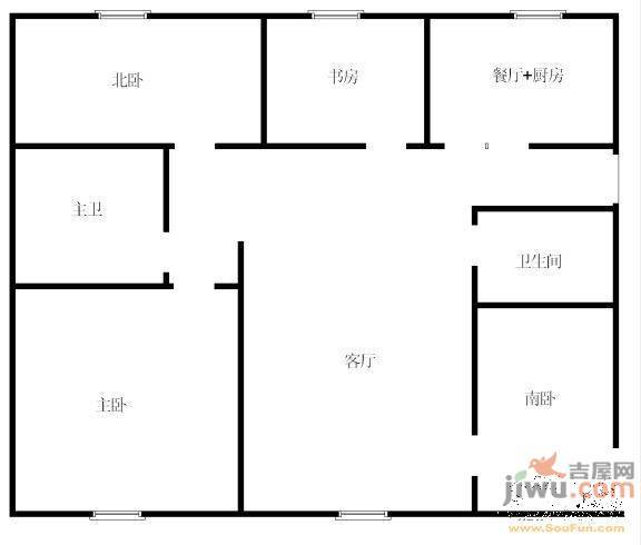 城建草仓公寓3室2厅1卫136㎡户型图