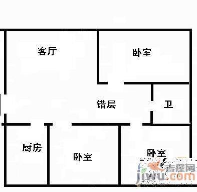 城建草仓公寓3室2厅1卫136㎡户型图