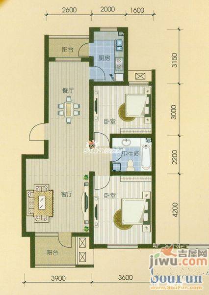 艺术家园4室2厅2卫170㎡户型图