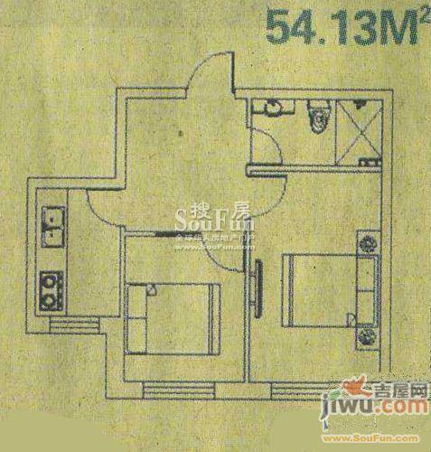 阳光棕榈园2室1厅0卫54.1㎡户型图