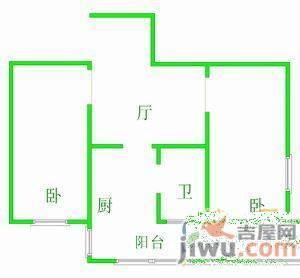 万寿小区2室1厅1卫59㎡户型图