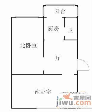 万寿小区2室1厅1卫59㎡户型图