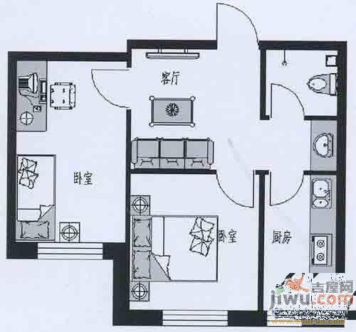 江南印象2室2厅0卫75㎡户型图