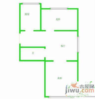 北斗新苑2室1厅1卫50㎡户型图