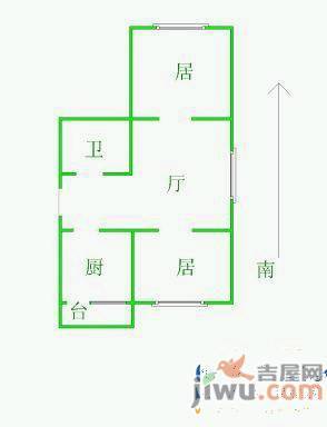 北斗新苑2室1厅1卫50㎡户型图